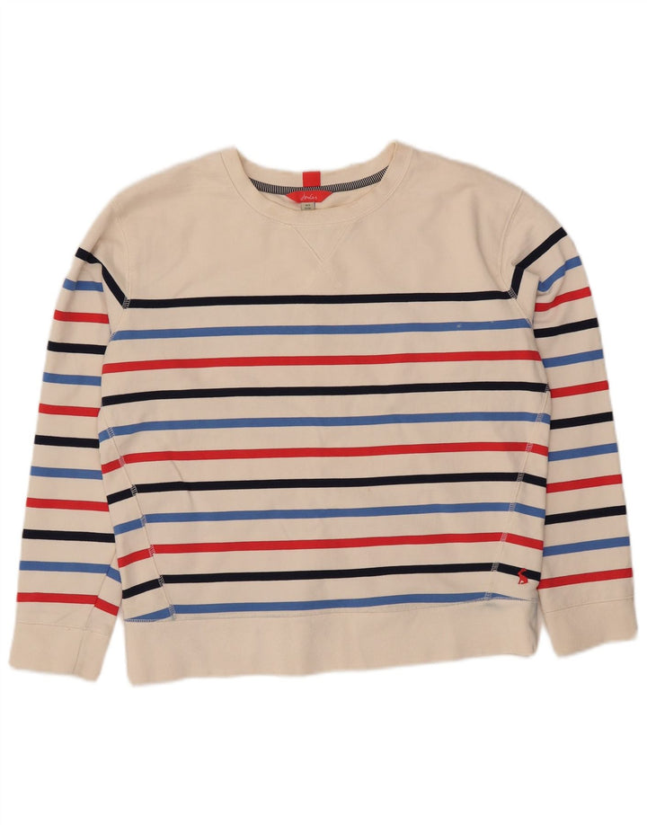Joules Damen-Sweatshirt-Pullover in Übergröße, UK 8, Größe S, weiß, gestreift, Baumwolle