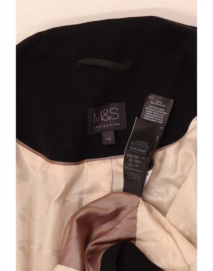 Marks & Spencer Damen-Blazerjacke mit 1 Knopf, UK 14, Mittelschwarz, Polyester