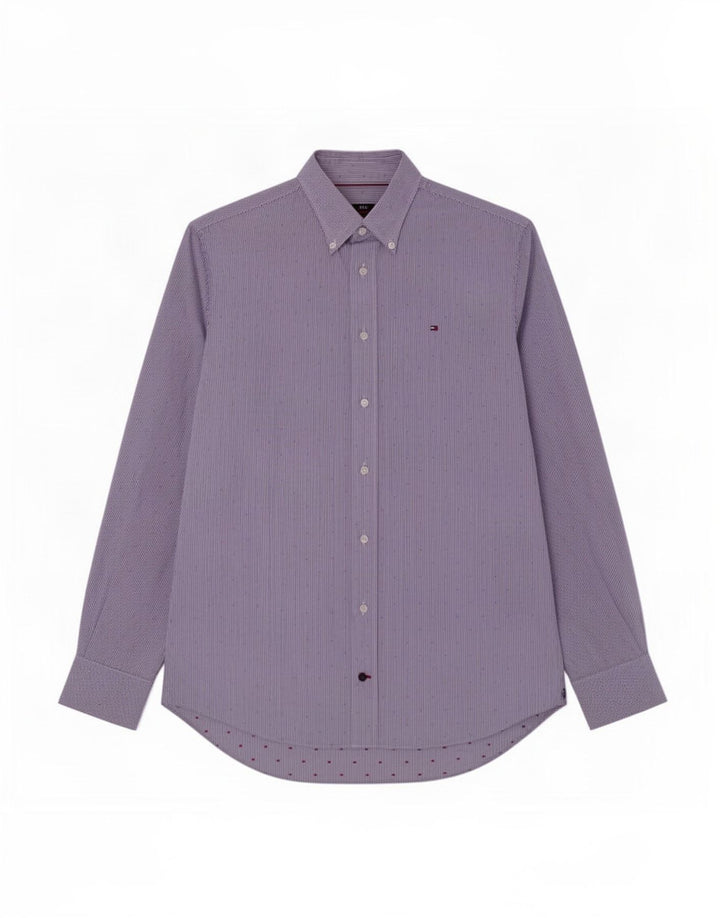 Maßgeschneidertes Herrenhemd von Tommy Hilfiger, Größe 39 15 1/2 Mittelblauer Nadelstreifen