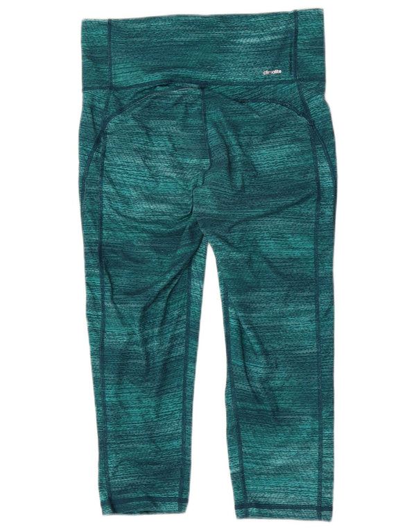 Adidas Damen Climalite Capri Leggings UK 12/14 Mittelgrün gefleckt