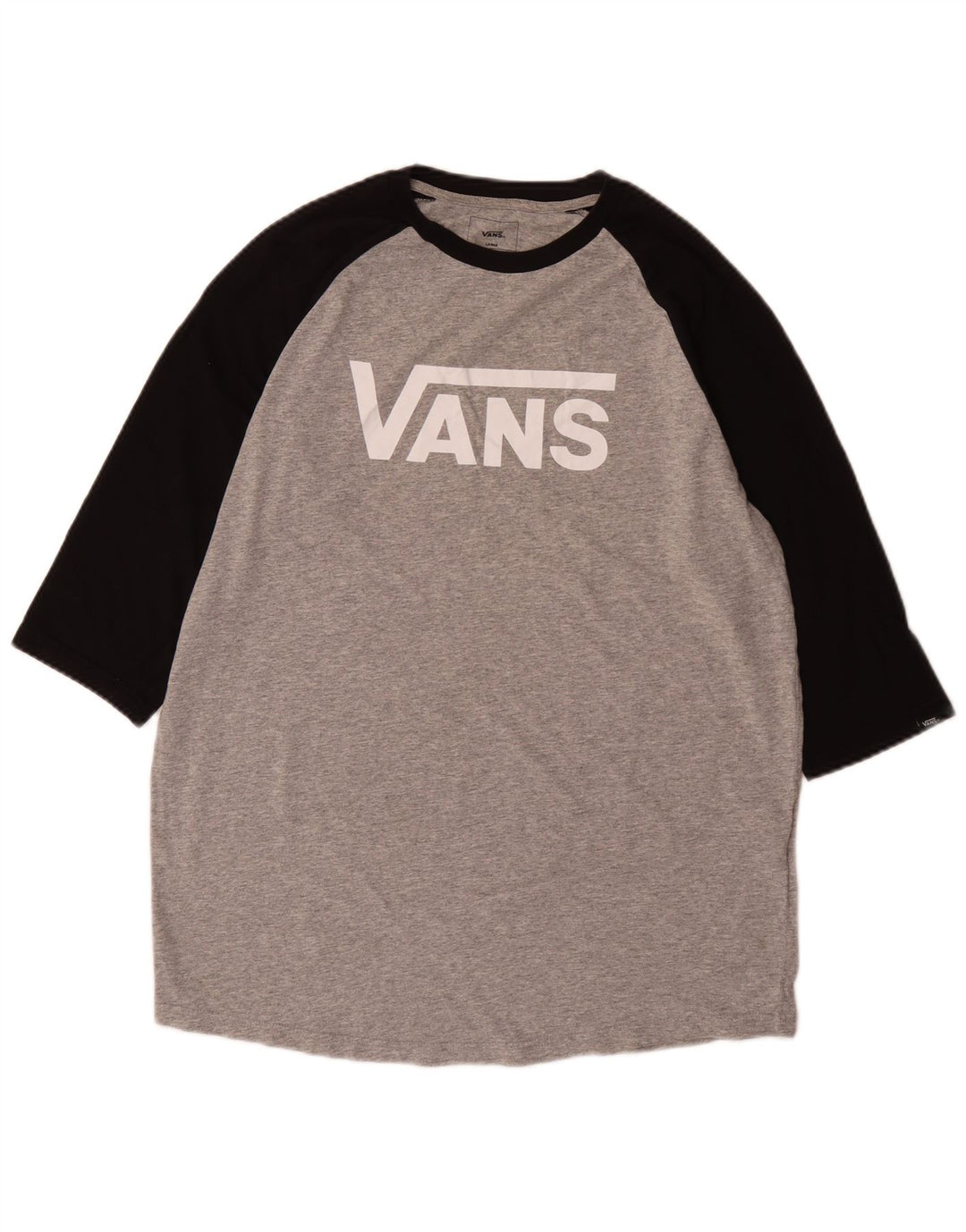 Vans Custom Fit Grafik-Oberteil für Herren, 3/4-Ärmel, groß, Grau, Colourblock-Baumwolle