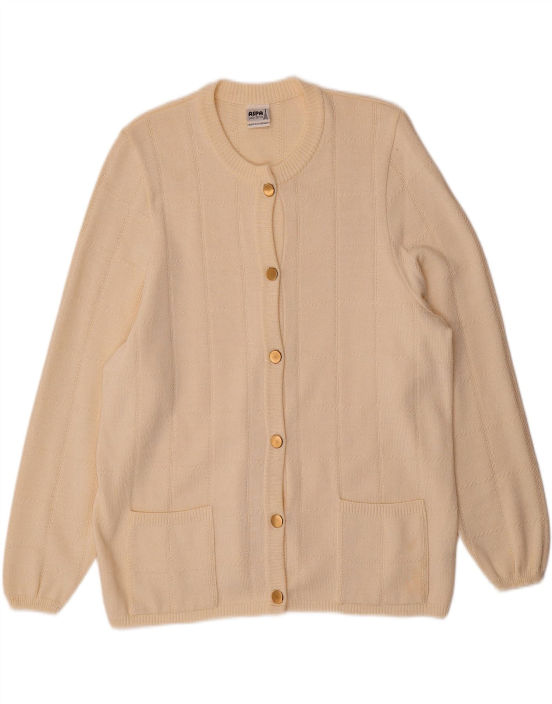 Aspa Damen Strickjacke Pullover EU 48 2XL Beige Polyacryl