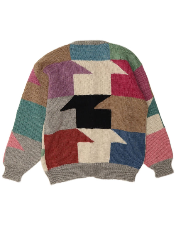 Vintage Damen Cardigan Pullover UK 16 Groß Mehrfarbig Farbblock