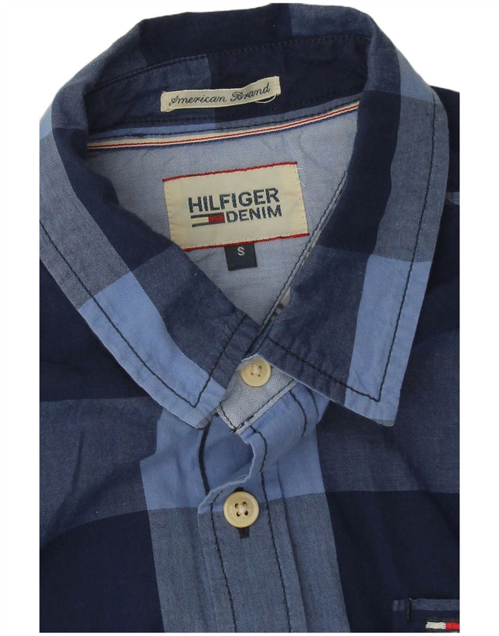 Tommy Hilfiger Herrenhemd, klein, marineblau, kariert, Baumwolle