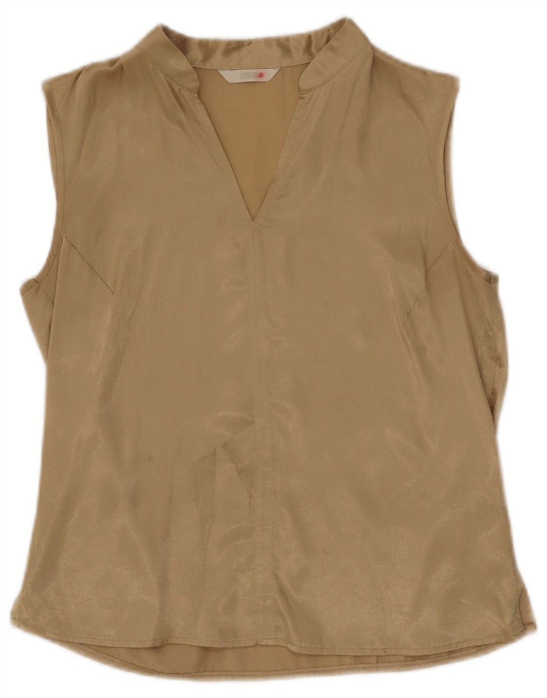 Marks & Spencer Damen ärmelloses Blusenoberteil UK 10 Small Gold Polyester