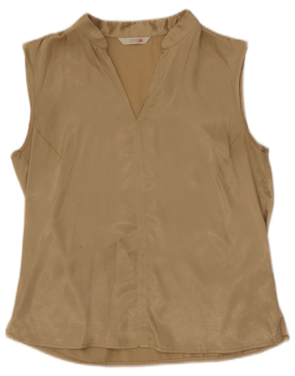 Marks & Spencer Damen ärmelloses Blusenoberteil UK 10 Small Gold Polyester
