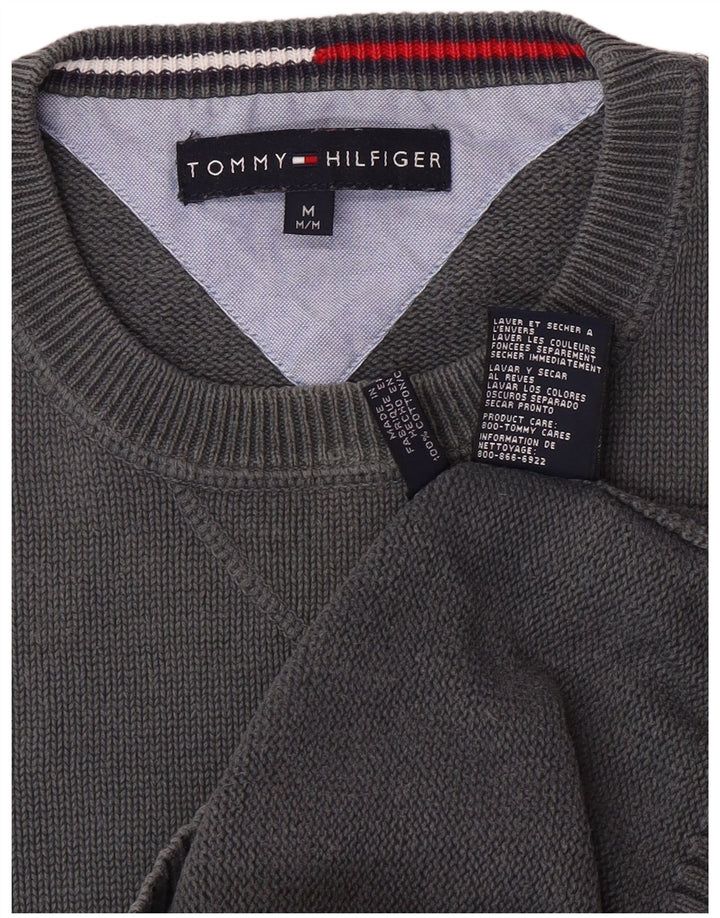 Tommy Hilfiger Herren-Pullover mit Rundhalsausschnitt, reguläre Passform, mittelgraue Baumwolle