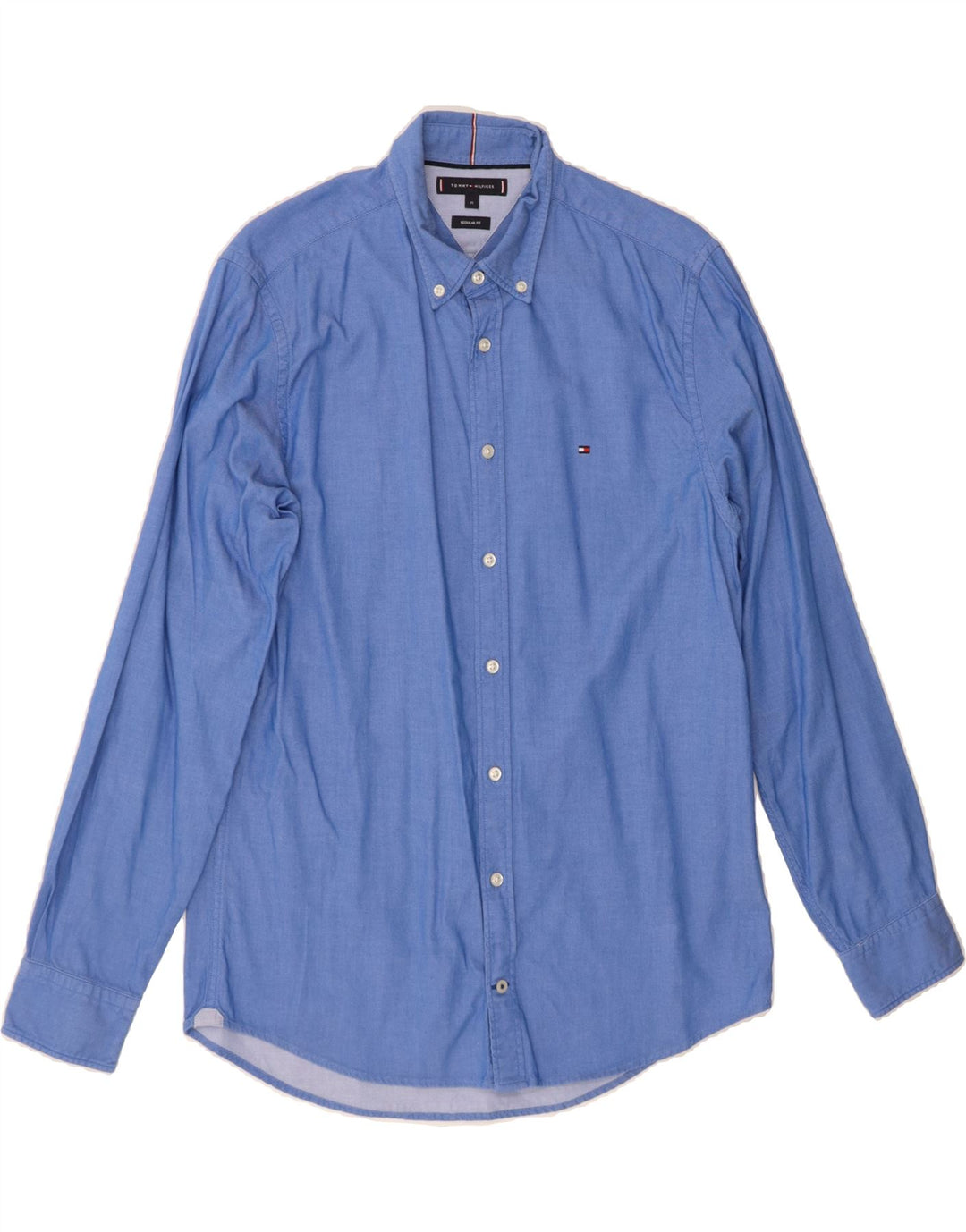 TOMMY HILFIGER Mens Regular Fit Shirt Medium Blue Cotton Vintage Tommy Hilfiger and Second-Hand Tommy Hilfiger from Messina Hembry 