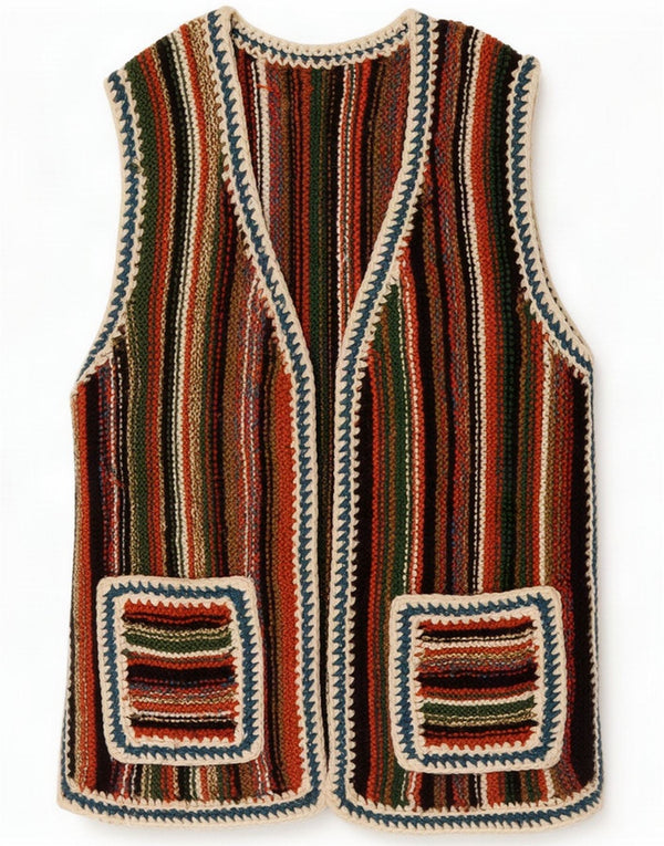 Vintage Damen Cardigan Pullover UK 12 Medium Bunt gestreift