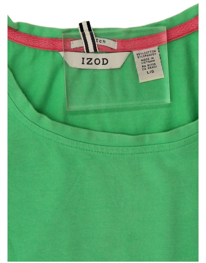 Izod Damen T-Shirt Top UK 16 Large Grün Baumwolle
