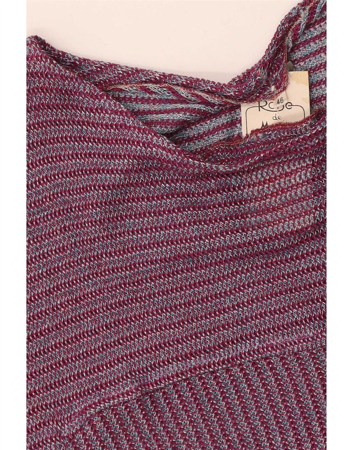 Vintage Damen A-Linie Kleid IT 46 Large Lila gestreift