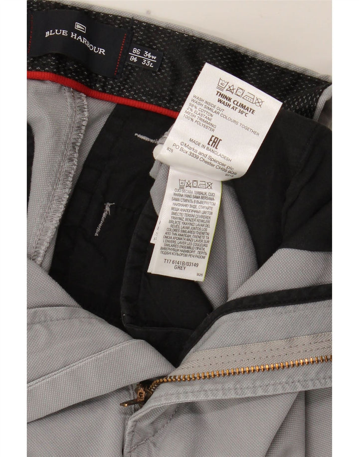Marks & Spencer Herren Blue Harbour Straight Anzughose W34 L33 Grau