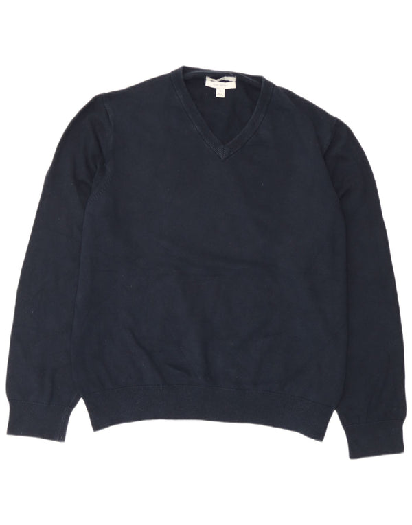 Marks & Spencer Damen-Pullover mit V-Ausschnitt, UK 18, XL, Marineblau, Baumwolle