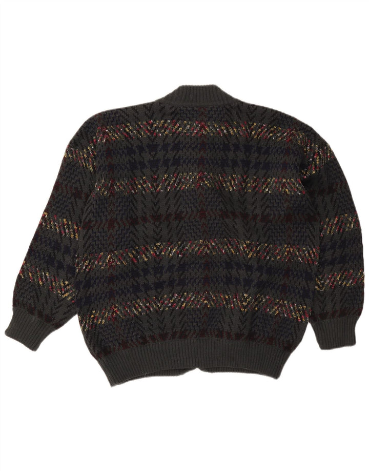 Vintage Herren Cardigan Pullover XL Grau Hahnentritt