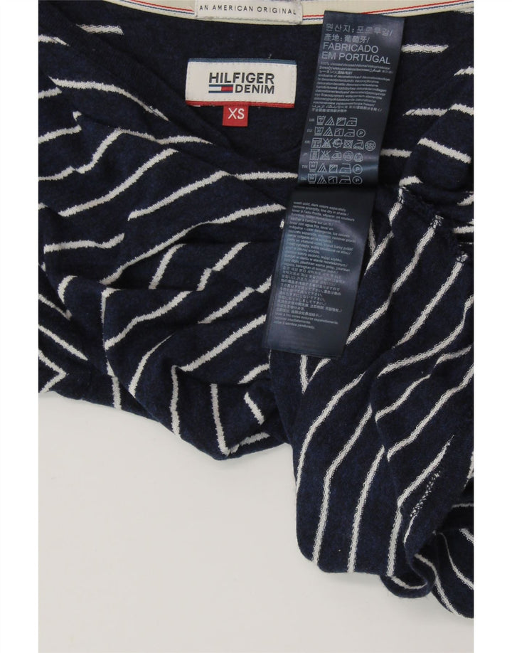 TOMMY HILFIGER Damen T-Shirt Top UK 6 XS Marineblau gestreift Viskose