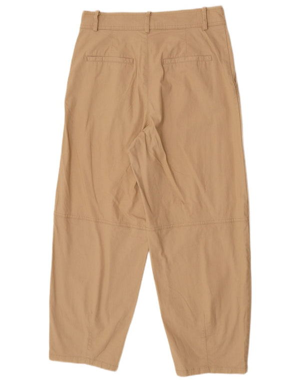 Zara Womens High Waist Loose Fit Cropped Trousers Small W26 L25 Beige