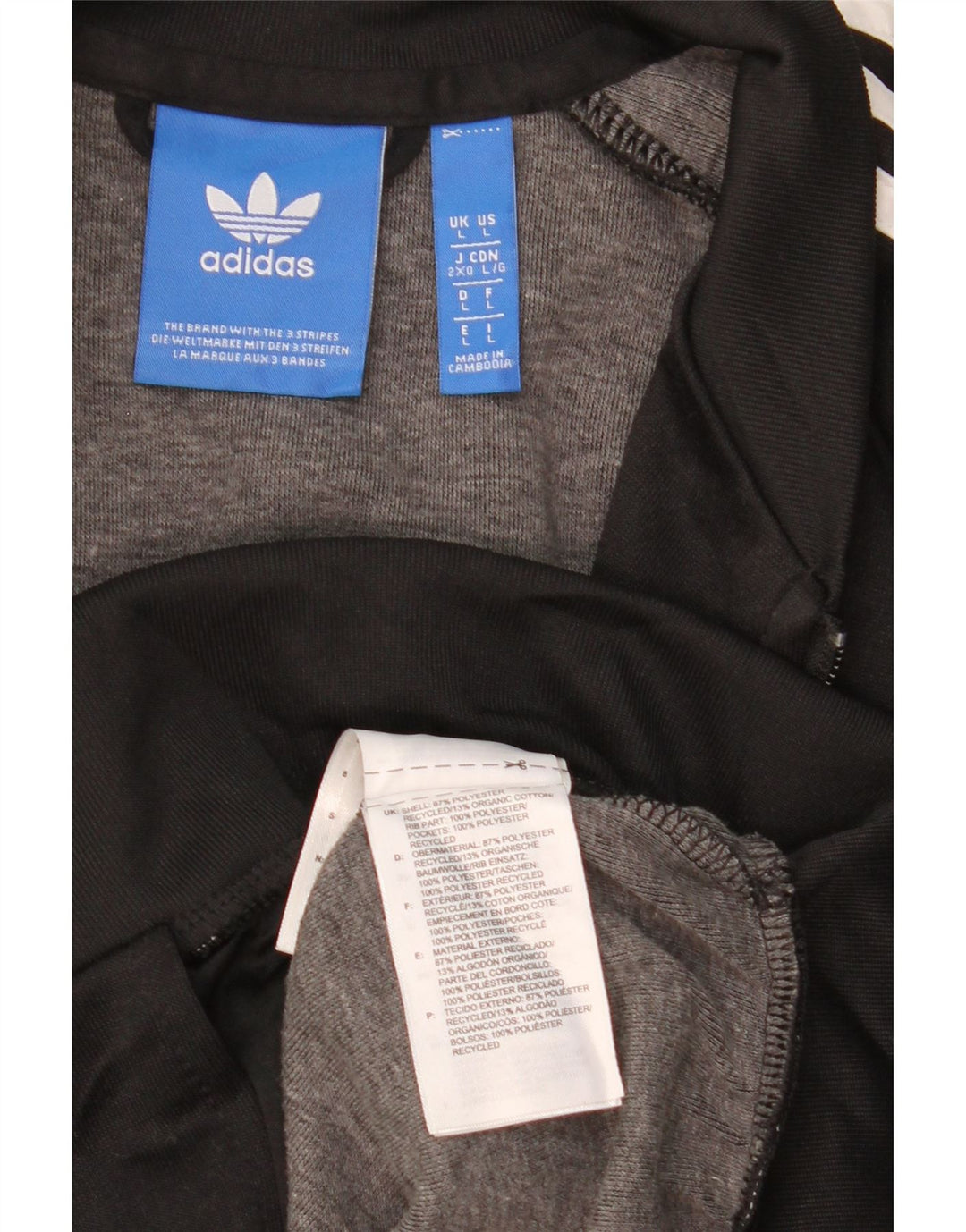 ADIDAS Herren-Trainingsanzug-Top-Jacke, großes schwarzes Polyester