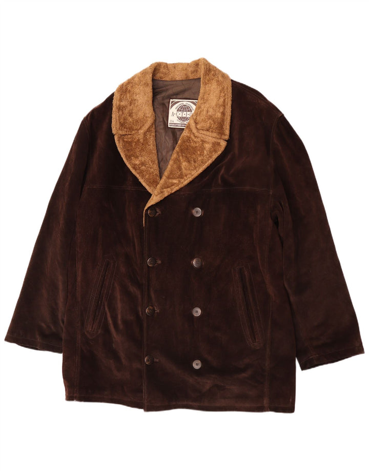 Vintage Herren Wildleder Mantel IT 52 XL Braunes Leder
