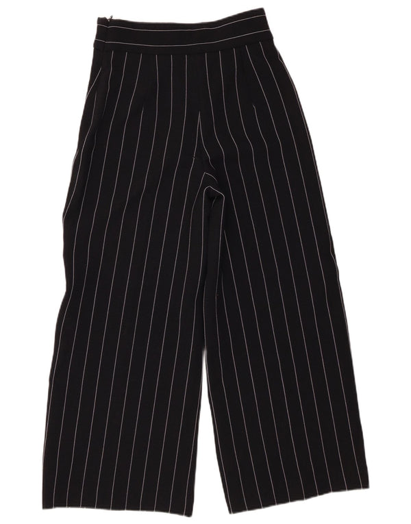 Zara Damen-Freizeithose mit hoher Taille und weitem Bein, XS, W24, L25, Schwarz gestreift