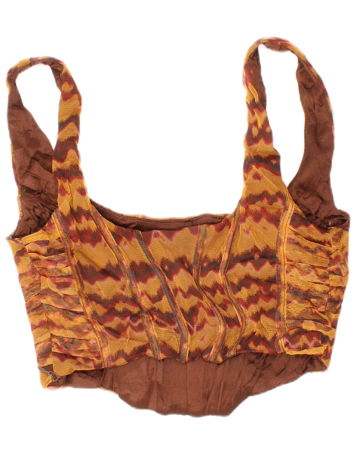 Zara Womens Crop Top Medium Brown Viscose Bohemian