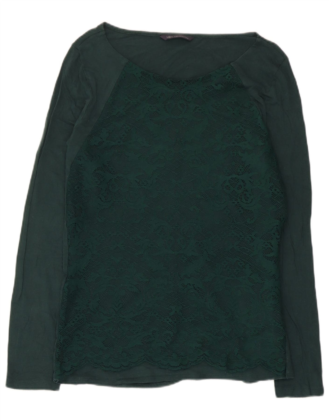 Marks & Spencer Damen Top Langarm UK 12 Mittelgrüne Paisley-Viskose