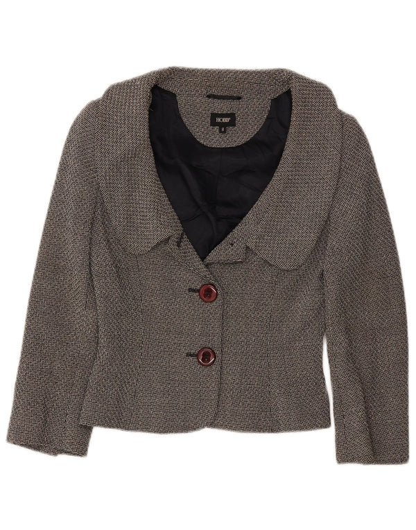 Hobbs Damen-Blazer mit 2 Knöpfen, bauchfrei, Gr. 8, Größe S, schwarz gesprenkelte Wolle