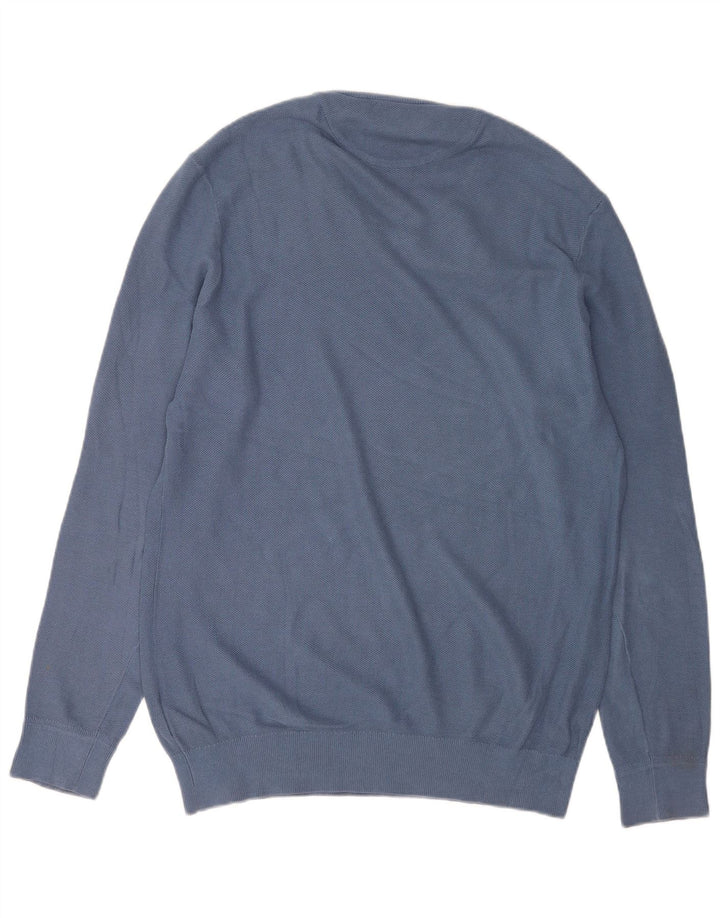 Timberland Herren-Pullover mit V-Ausschnitt, groß, aus blauer Baumwolle
