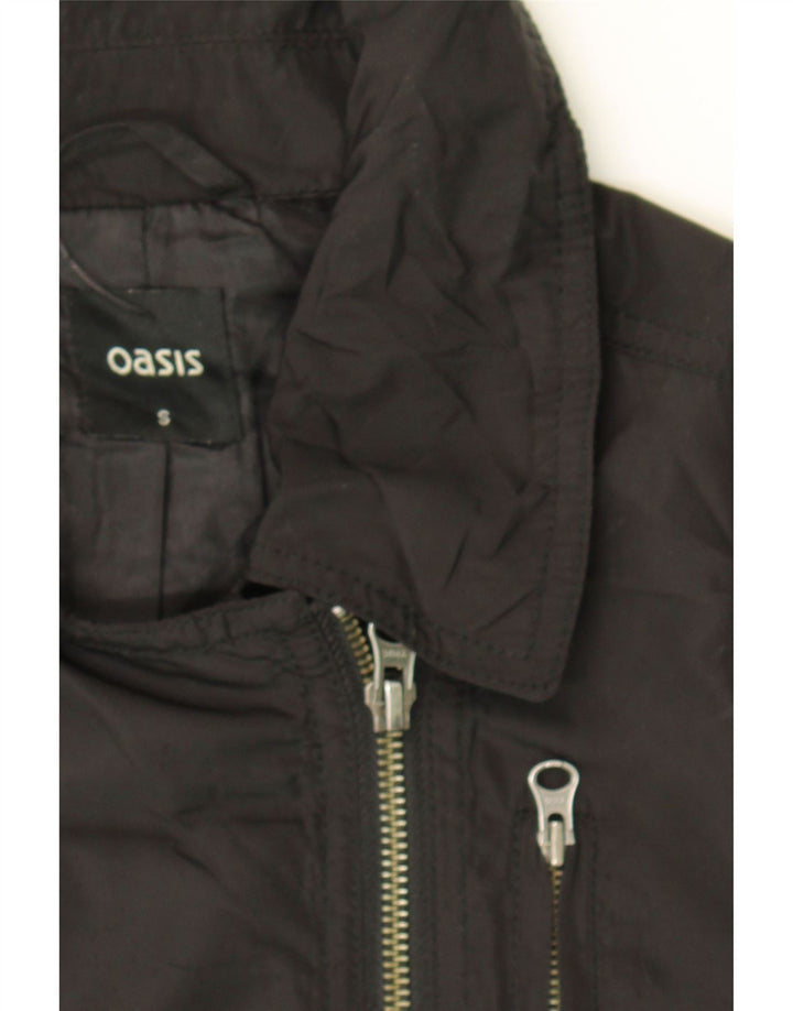 OASIS Womens Windbreaker Coat UK 10 Small Black Polyester Vintage Oasis and Second-Hand Oasis from Messina Hembry 
