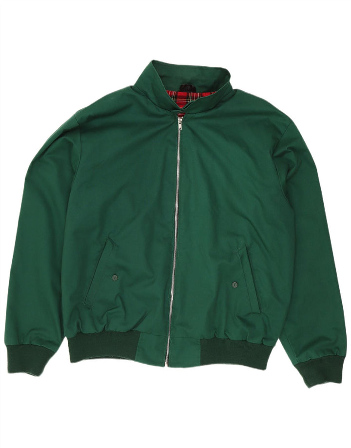 Vintage Herren Bomberjacke UK 40 Großes grünes Polyester Retro
