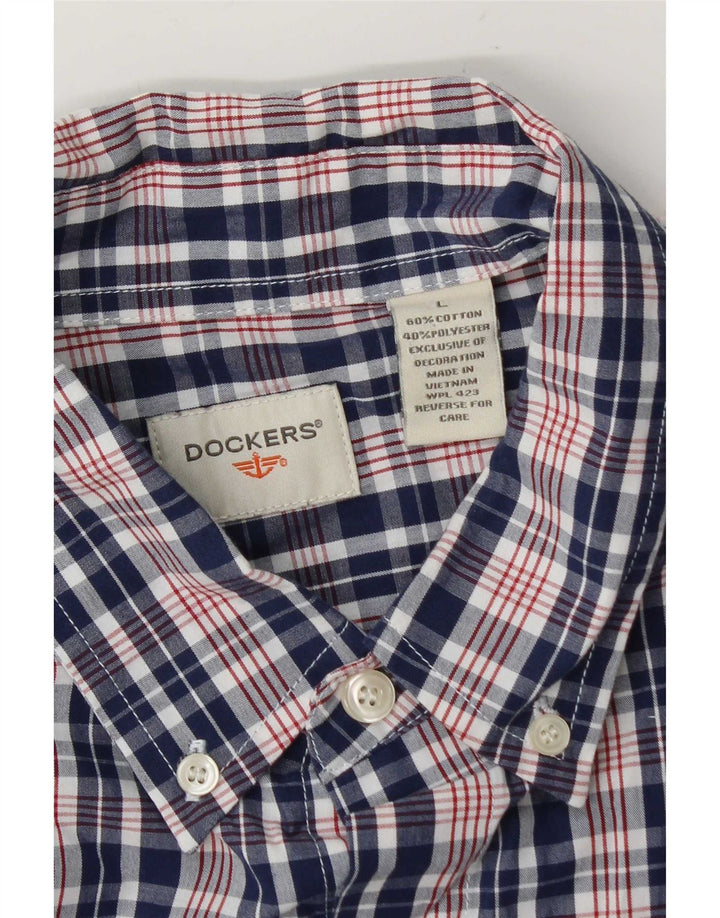 Dockers Herrenhemd, groß, blau kariert, Baumwolle