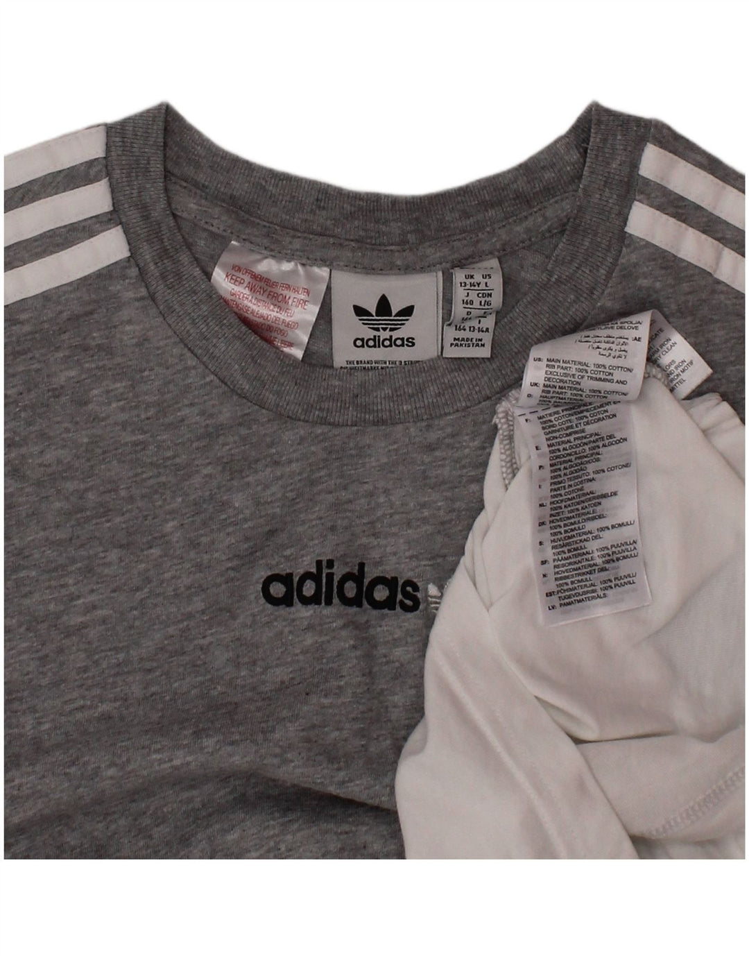 Adidas T-Shirt für Jungen, 13–14 Jahre, Grau, Colourblock-Baumwolle