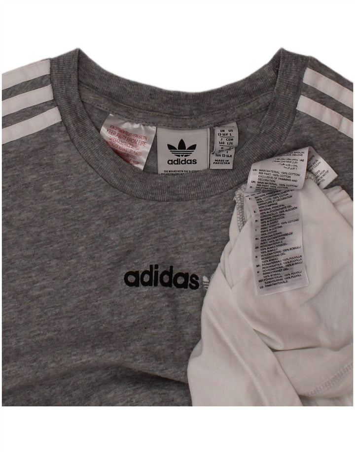Adidas T-Shirt für Jungen, 13–14 Jahre, Grau, Colourblock-Baumwolle