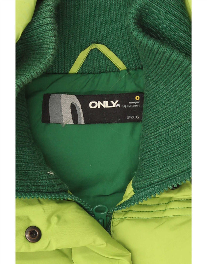 Only Damen Wattierte Weste UK 10 Small Grün Colourblock Polyester