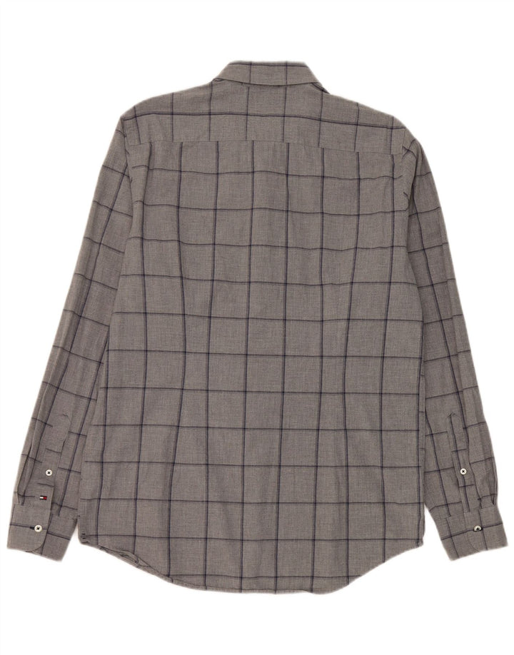 Tommy Hilfiger Herren-Slim-Fit-Hemd, groß, grau kariert, Baumwolle
