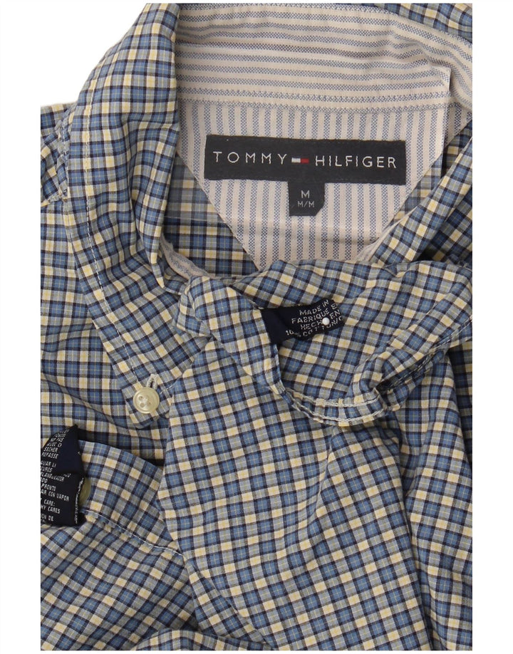 Tommy Hilfiger Herren-Kurzarmhemd aus mittelblau karierter Baumwolle