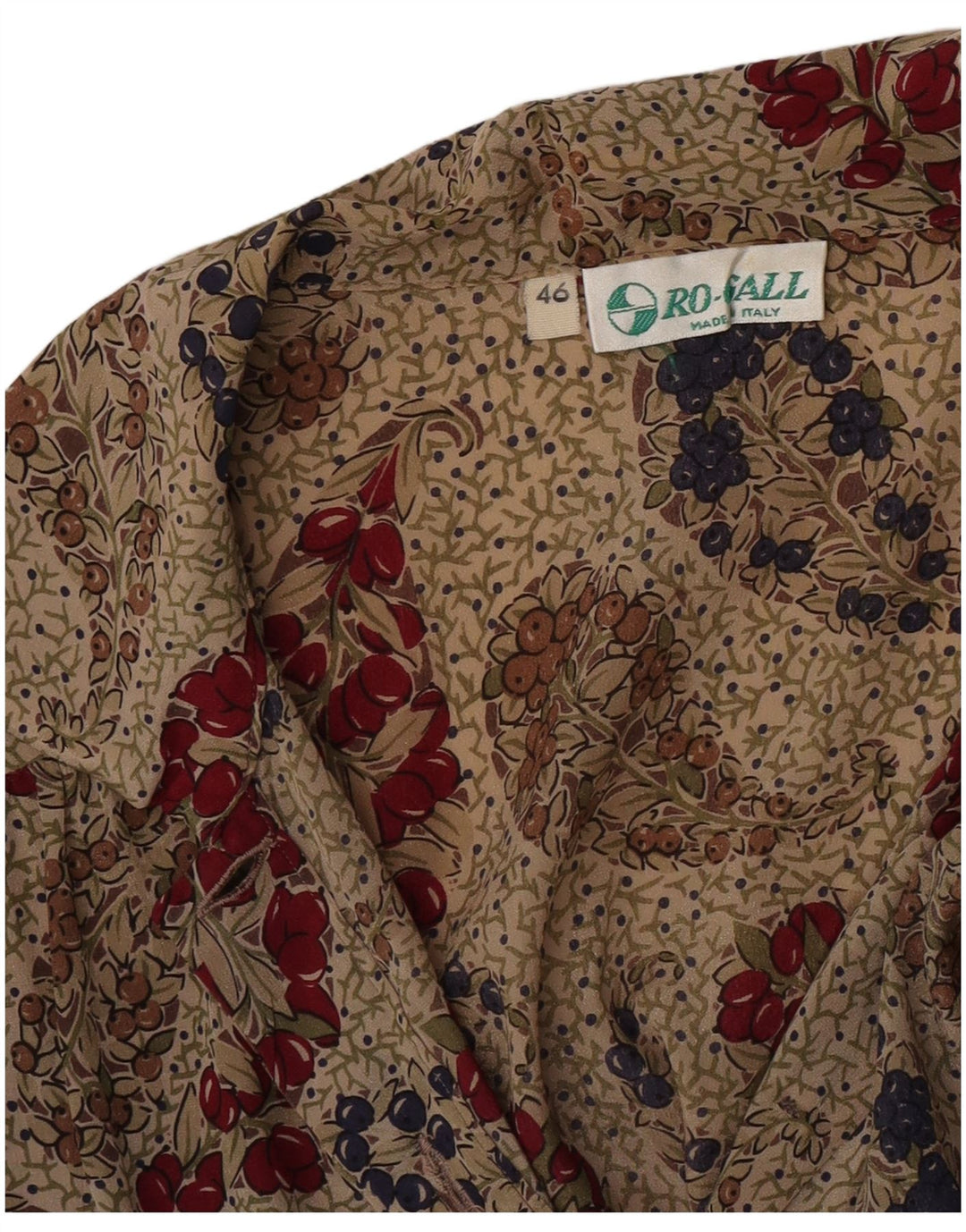 Vintage Damen Hemdbluse IT 46 Large Beige Floral