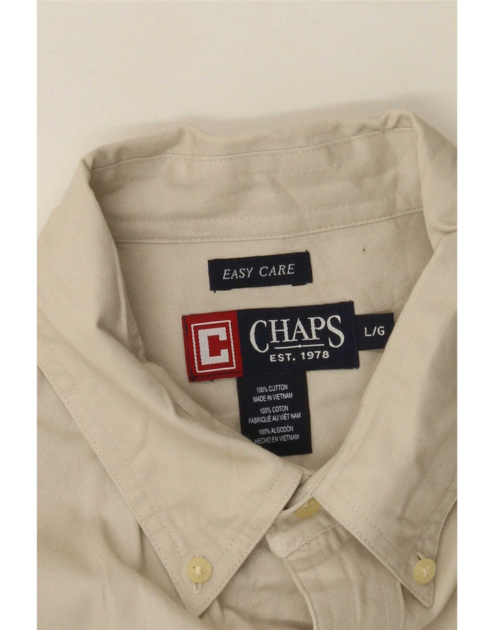 Chaps Herren-Hemd, pflegeleicht, Größe L, Beige, Baumwolle