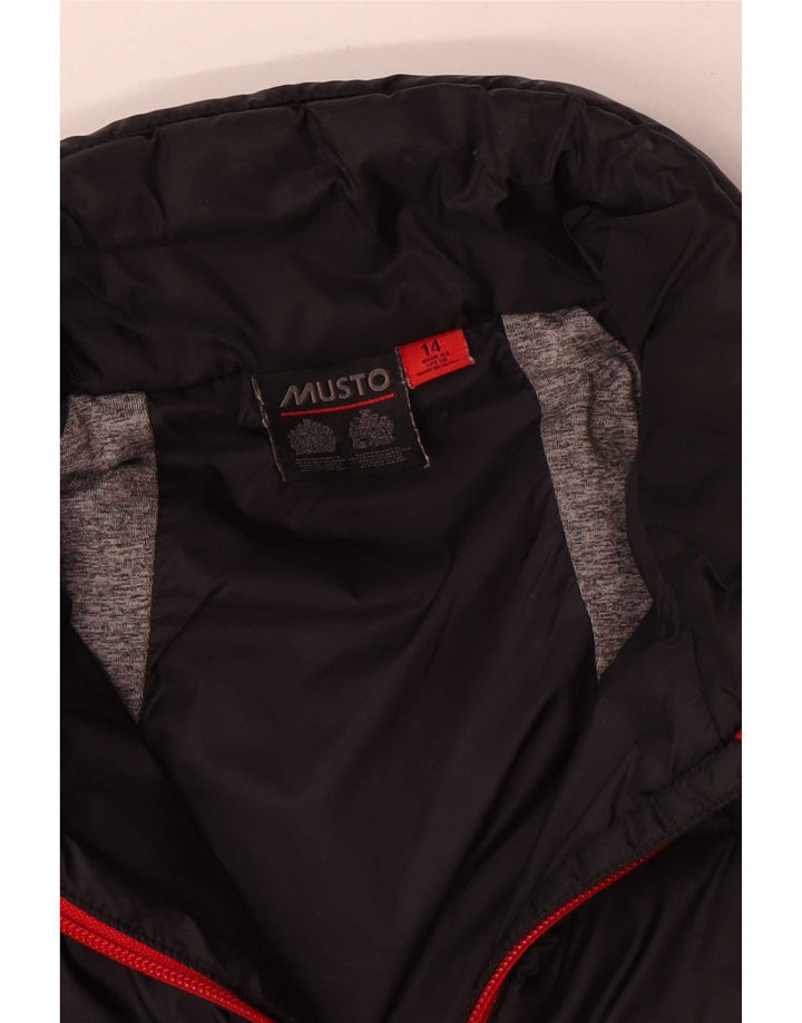 Musto Jungen gepolsterte Jacke mit Grafik, 13–14 Jahre, schwarzes Colourblock-Polyamid