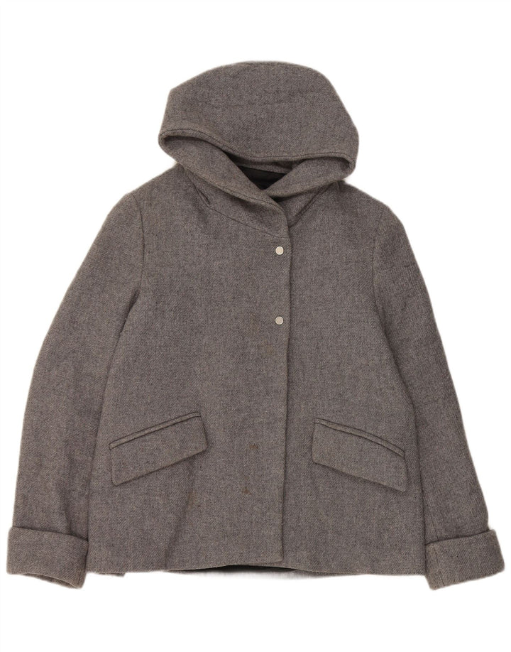 Zara Damen-Bomberjacke mit Kapuze, UK 14, mittelgraue Wolle