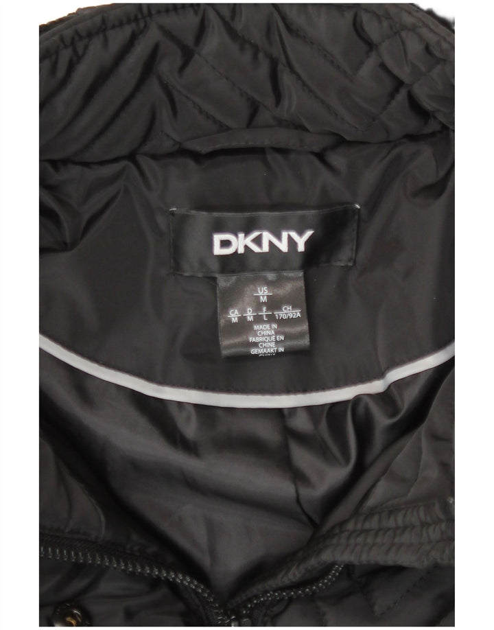 Dkny Damen-Windbreaker-Mantel mit Kapuze, UK 12, Mittelschwarz, Chevron