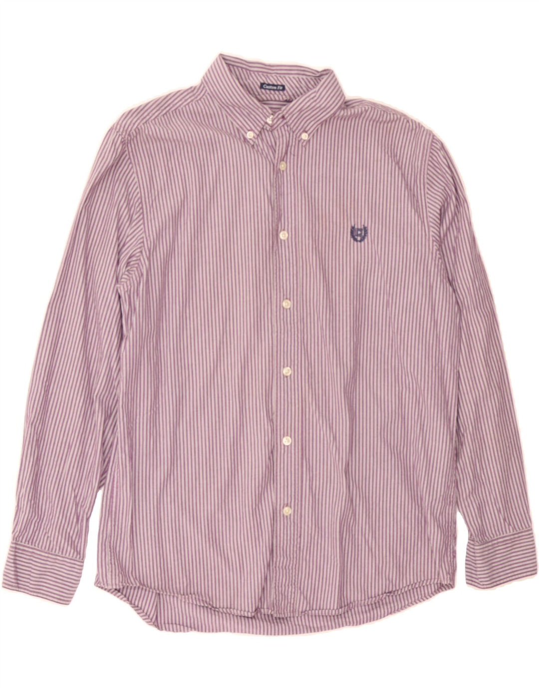 CHAPS Mens Custom Fit Shirt Medium Purple Striped Cotton Vintage Chaps and Second-Hand Chaps from Messina Hembry 