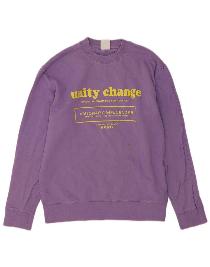 Zara Herren Grafik-Sweatshirt-Pullover, klein, lila, Baumwolle