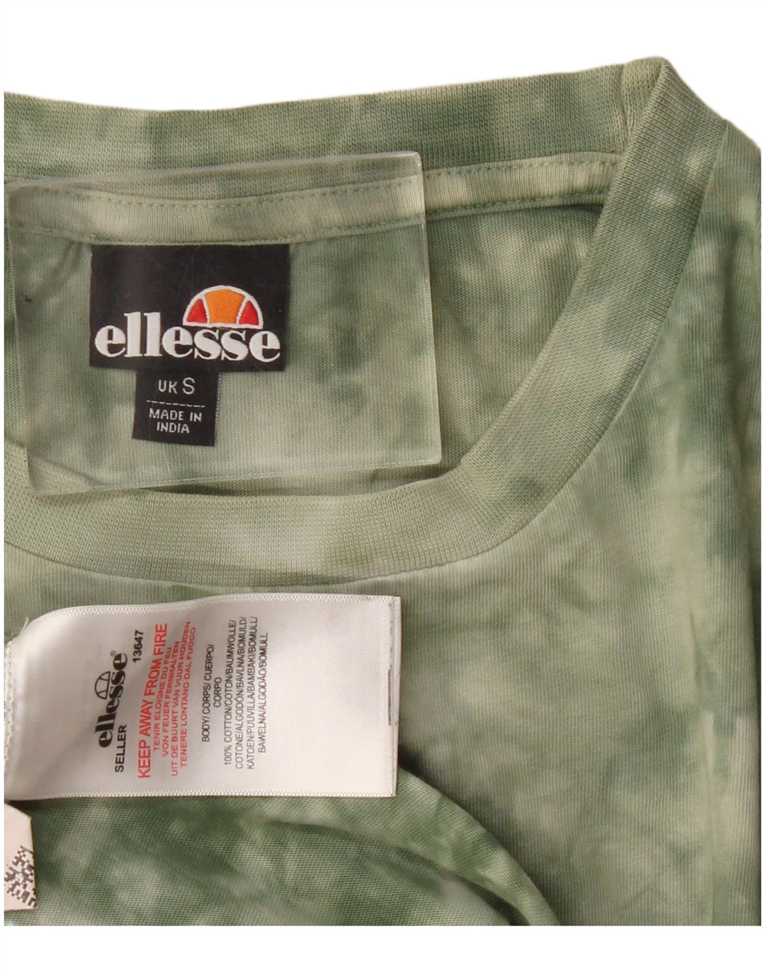 Ellesse Herren T-Shirt Top Small Khaki Tie Dye Baumwolle
