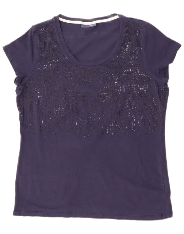 Trussardi Jeans Damen T-Shirt Top UK 14 Medium Marineblau