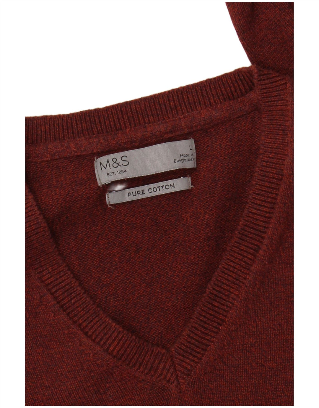 Marks & Spencer Herren-Pullover mit V-Ausschnitt, groß, rot gesprenkelte Baumwolle