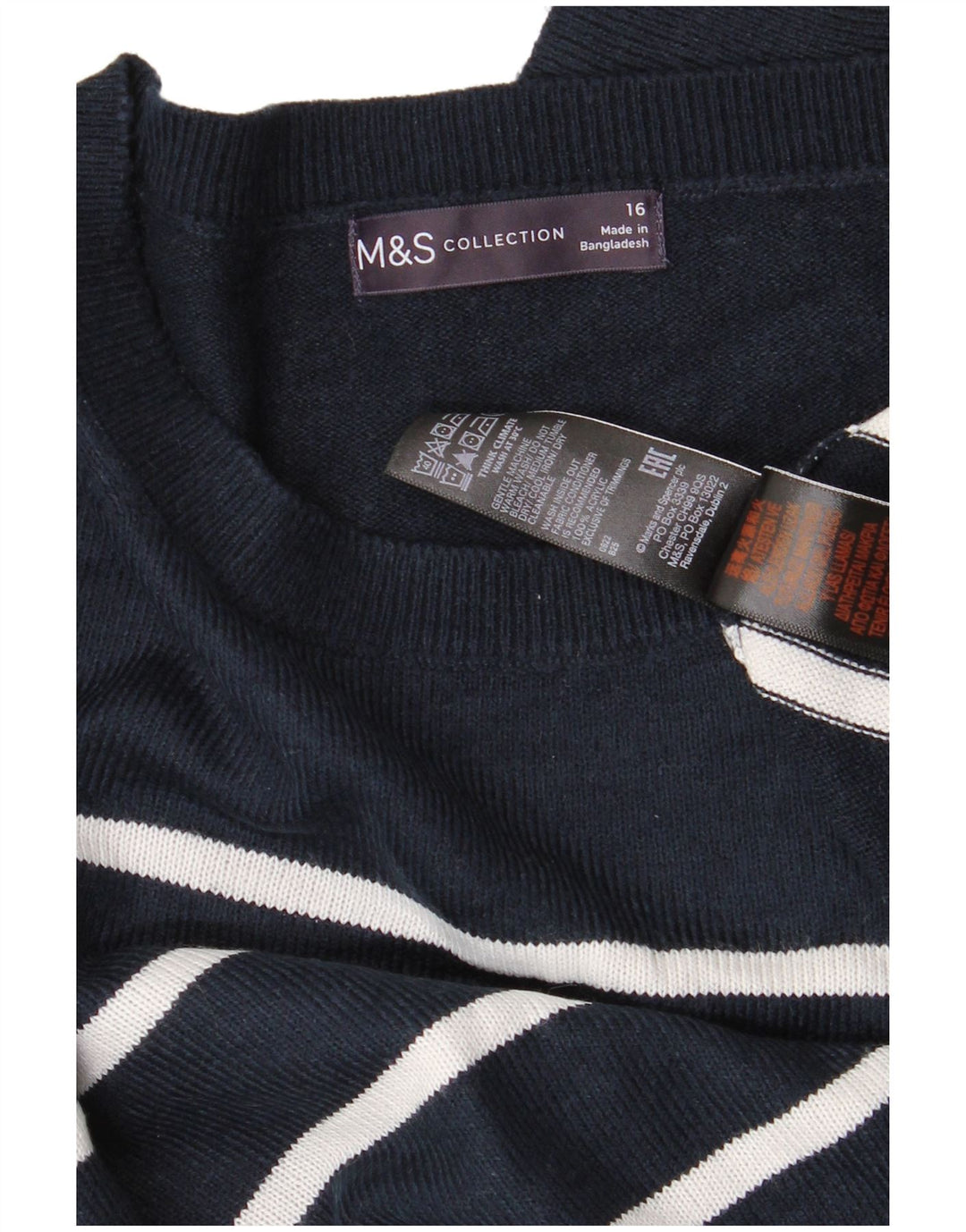 Marks & Spencer Damen-Pullover mit Rundhalsausschnitt, Gr. 40, Marineblau