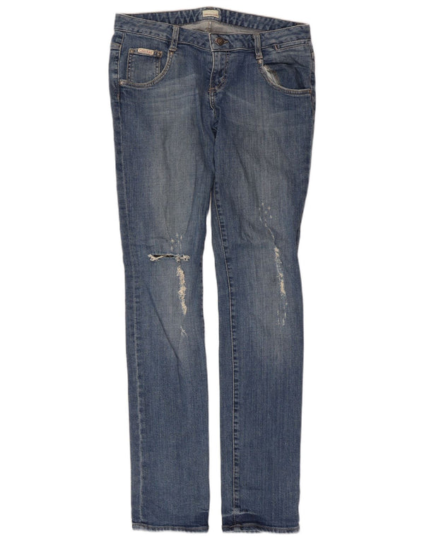 Calvin Klein Damen Distressed Slim Jeans W30 L33 Blaue Baumwolle