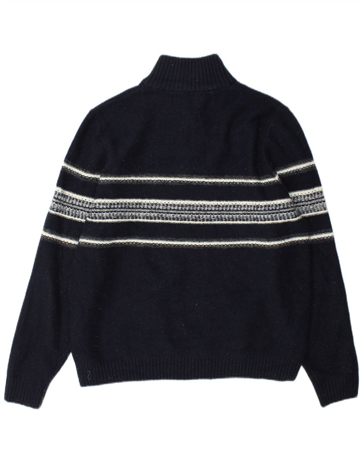 Marks & Spencer Herren-Pullover mit Reißverschluss am Hals, groß, marineblau gestreift