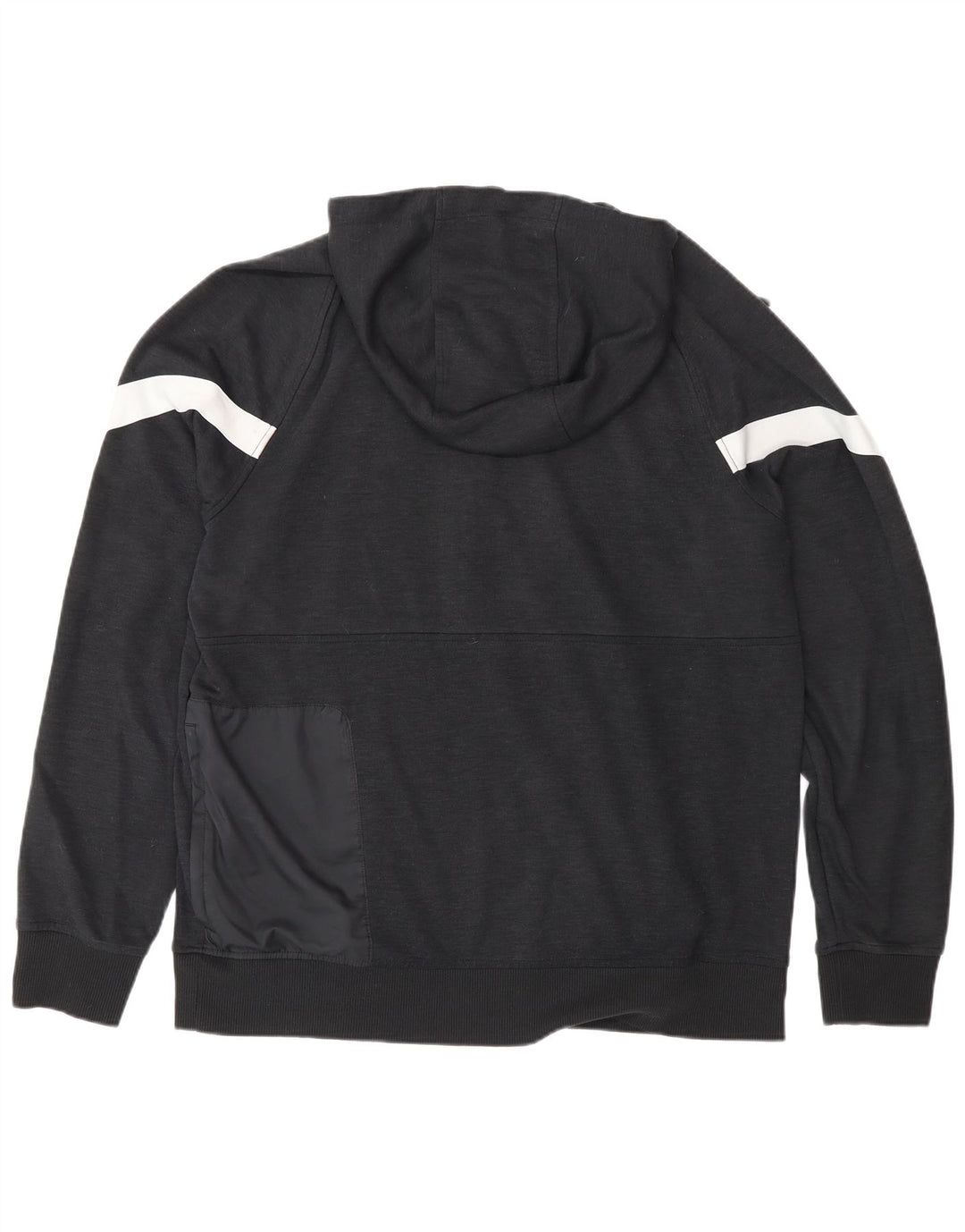 Nike Herren-Kapuzenpullover mit Reißverschluss am Hals, groß, schwarzes Farbblock-Polyester