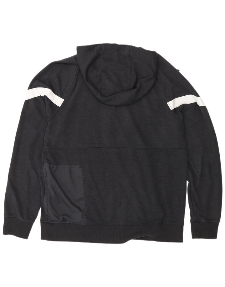 Nike Herren-Kapuzenpullover mit Reißverschluss am Hals, groß, schwarzes Farbblock-Polyester
